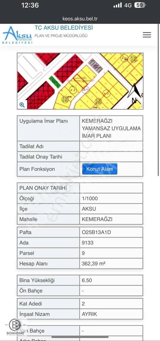 Bonhome Dan Kemeragzı Satılık Parseller