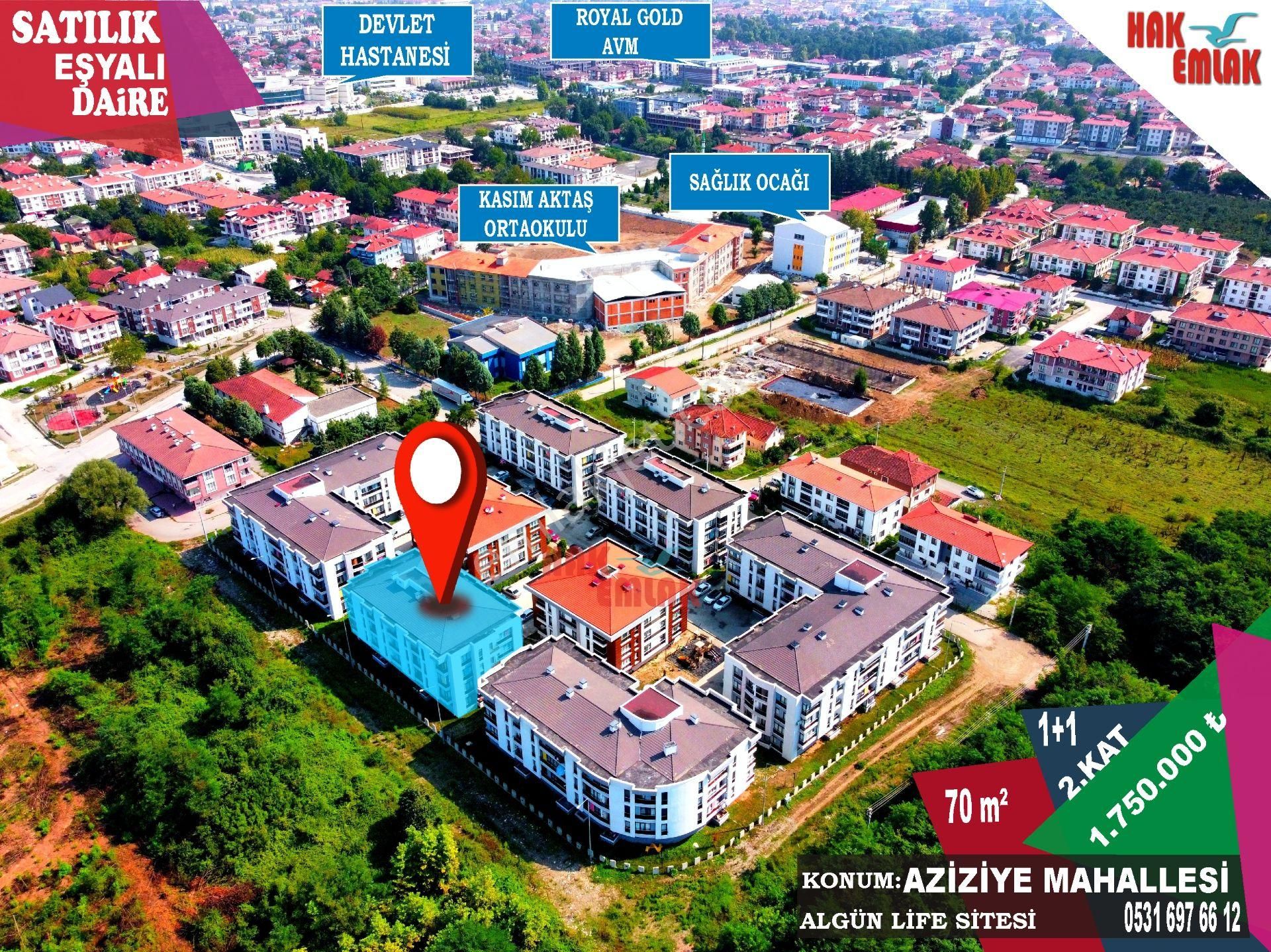 Hak Emlaktan Aziziye Mah Site İçerisinde Satılık 1+1 Eşyalı Daire