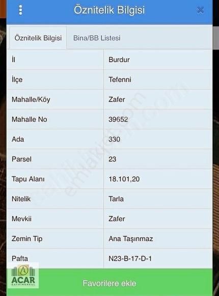 Burdur Tefenni Zaferde Sera Yapımına Uygun Satılık Tarla