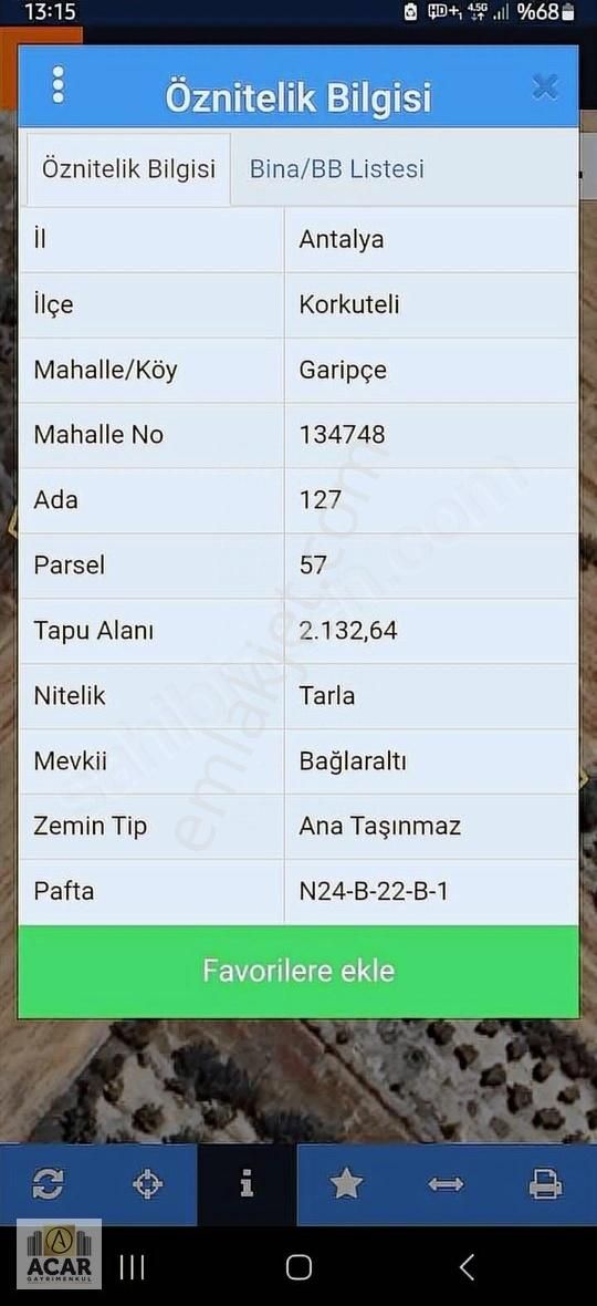 Korkuteli Garipce Köyünde Satılık Tarla