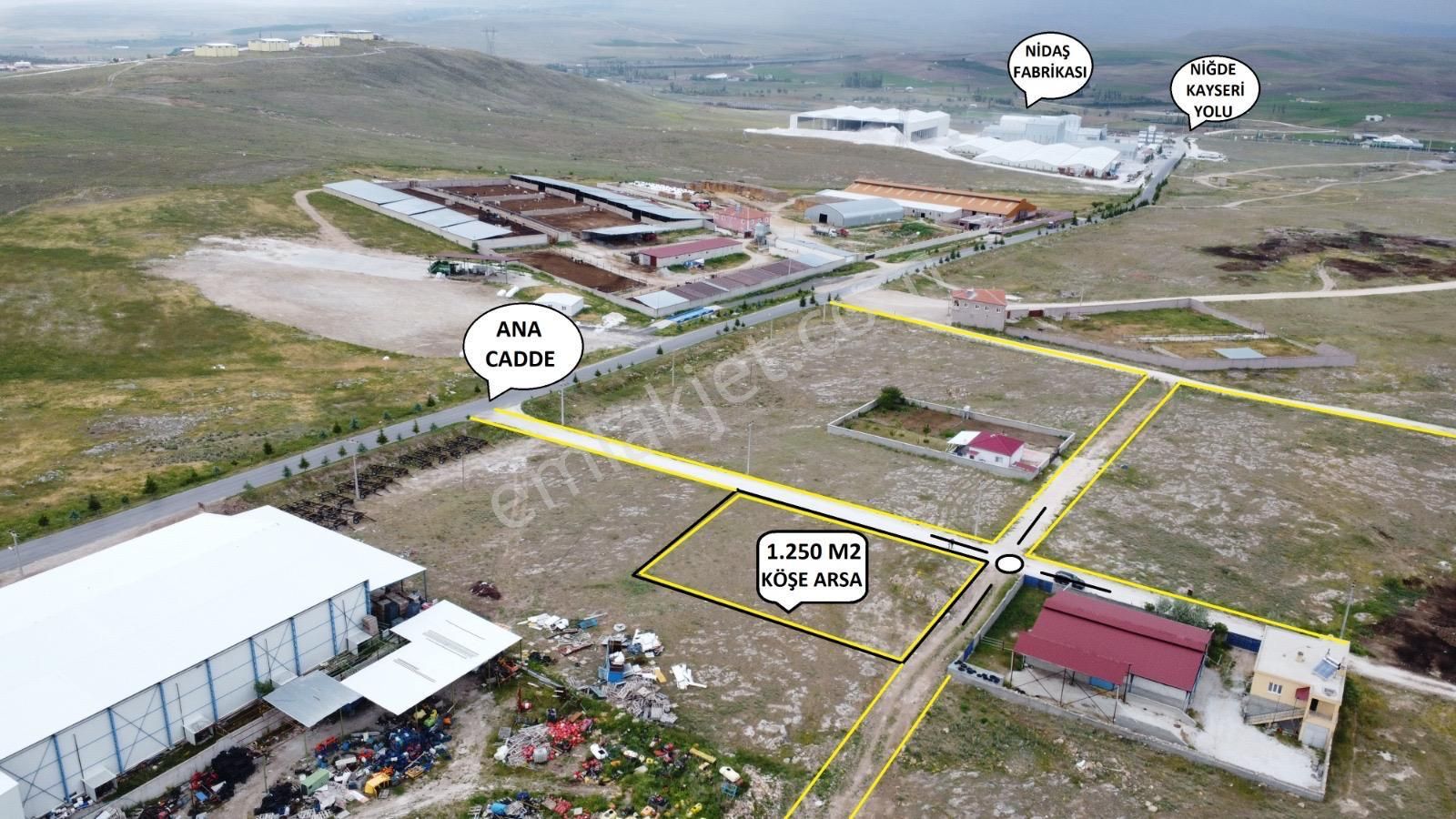 Niğde Merkez Aktaş Nidaş Civarı 1.250m2 Satılık Ticari Arsa