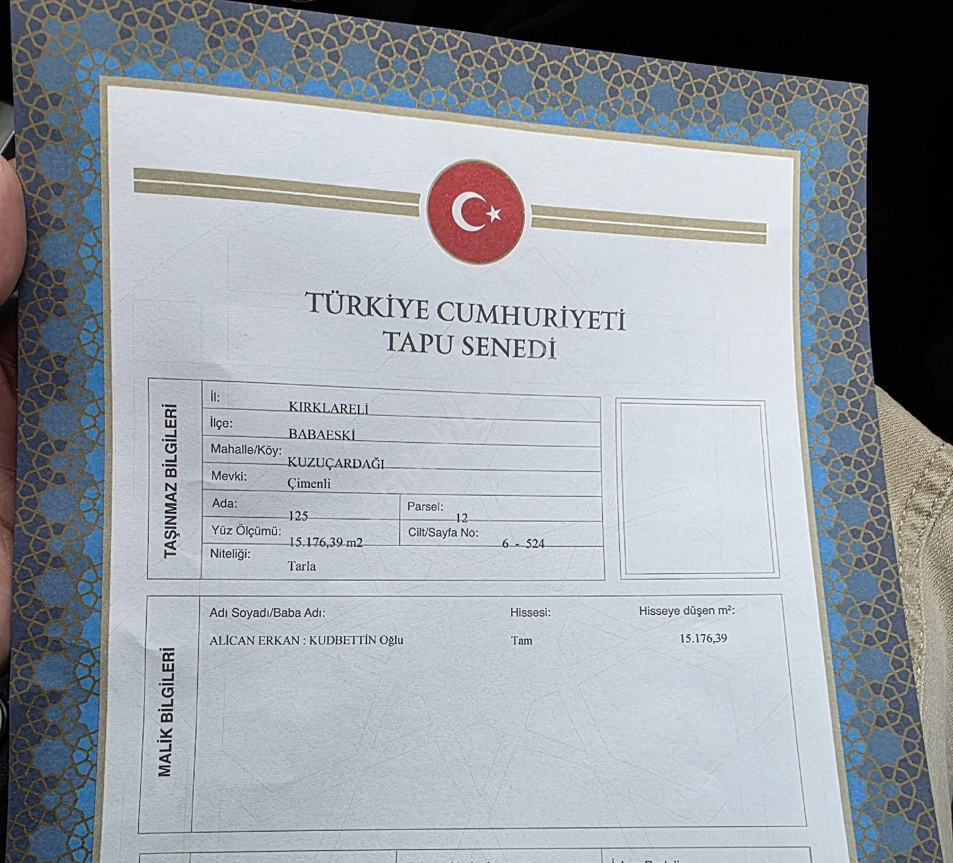 Satılık Tarla Babaeski Kuzuçardağı