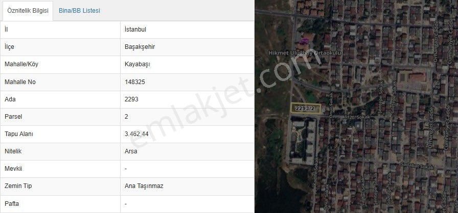 Emlakyaptan Başakşehir Kayabaşında Satılık Konut İmarlı 3462 M2 Arsa