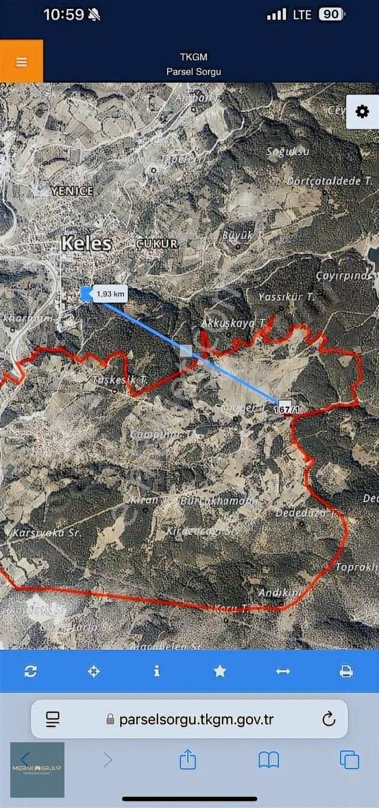Keles Merkez'e Yakın 4300 M2 Resmi Yol Olan Kiraz Bahçesi