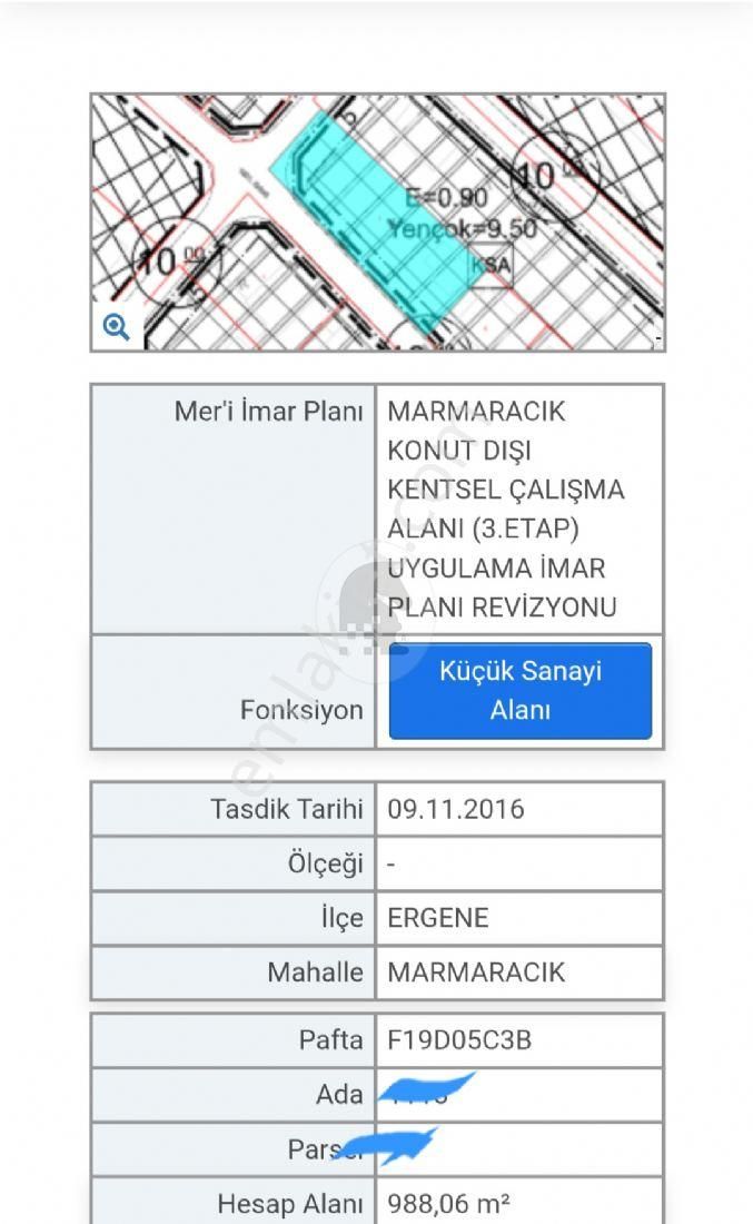 Üretim İzni Olan Konut Dışı Kentsel Çalışma İmarlı Arsa P.no: 1765 En