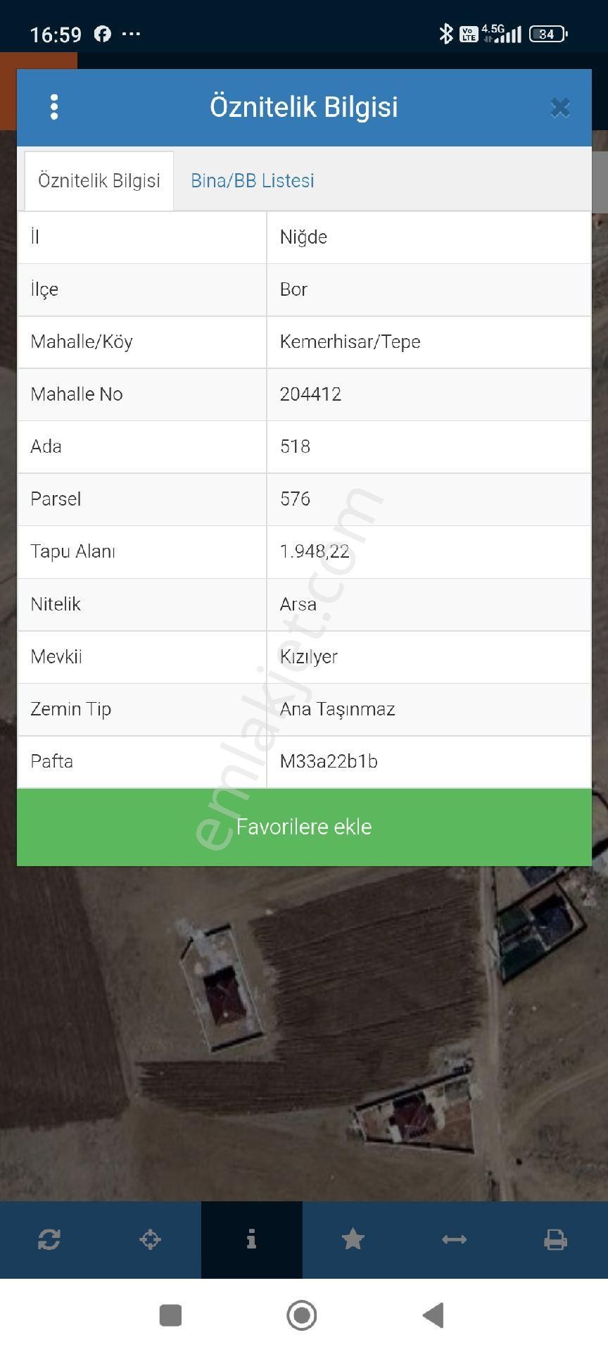 Niğde Bor Kemerhisar/tepe Mevkii Satılık Arsa