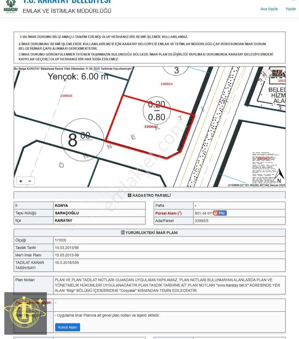 İkoniyum'dan İstiklale Sınır 4 Kat 8 Dairelik 801 M2 Köşe Arsa