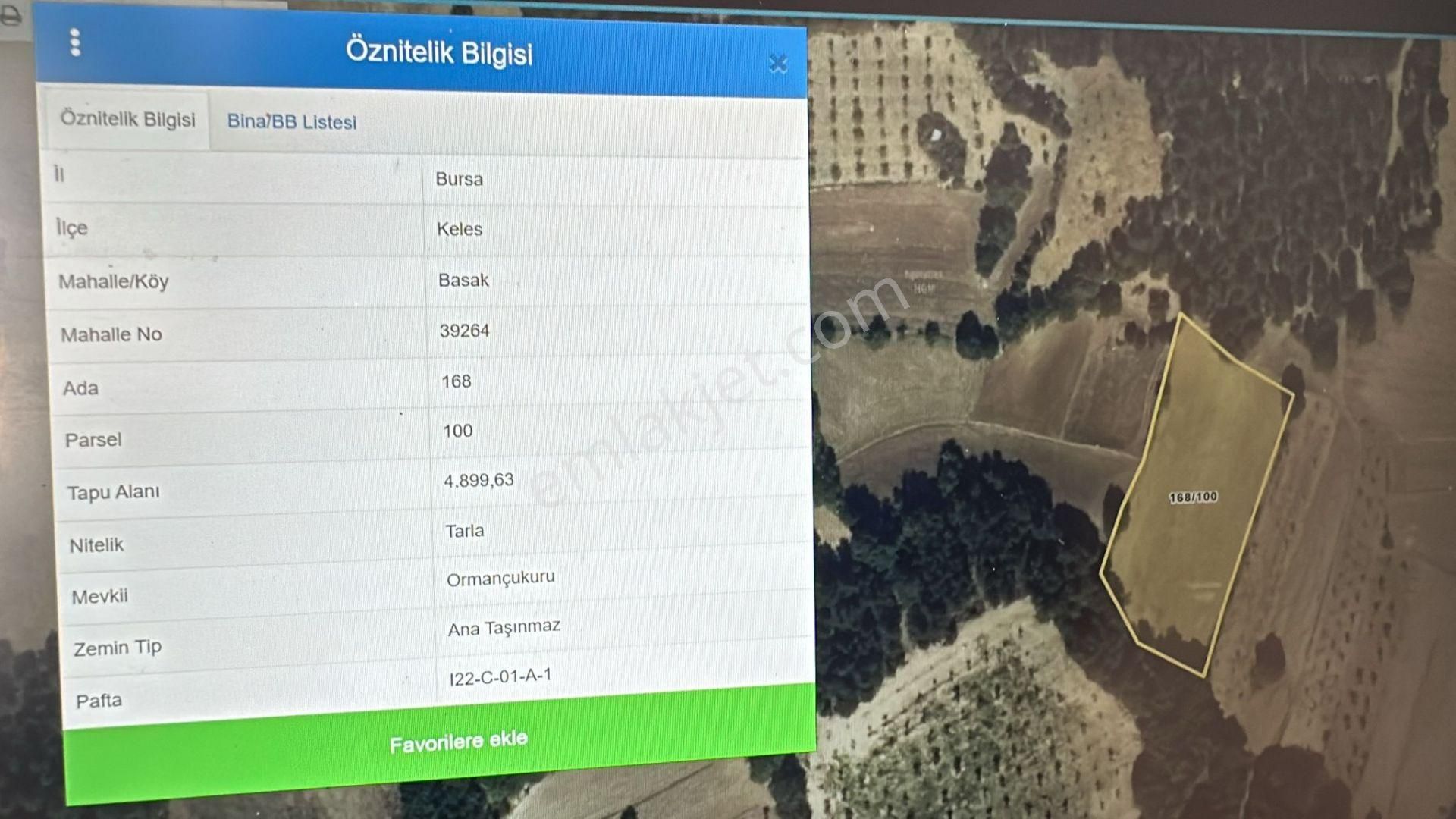 Asker Emlak'tan Keles Basak Köyünde Satılık 4.899 M2 Tarla