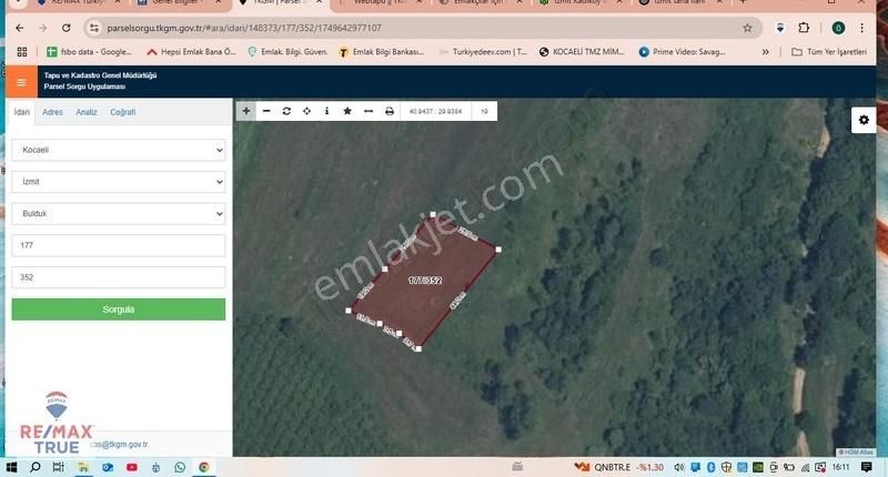 İzmıt Bulduk Çakırlar Mevkiinde Satılık Zeytinlik Tarla