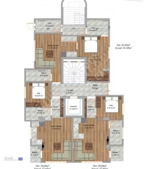 Lunas'dan Suadiye'de 1+1 38 M2 Net Daire