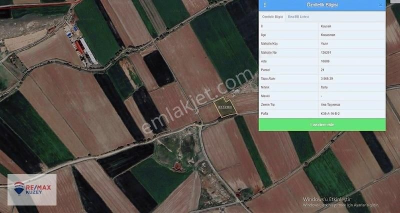 Kayseri Kocasinan/yazır'da Satılık Tarla