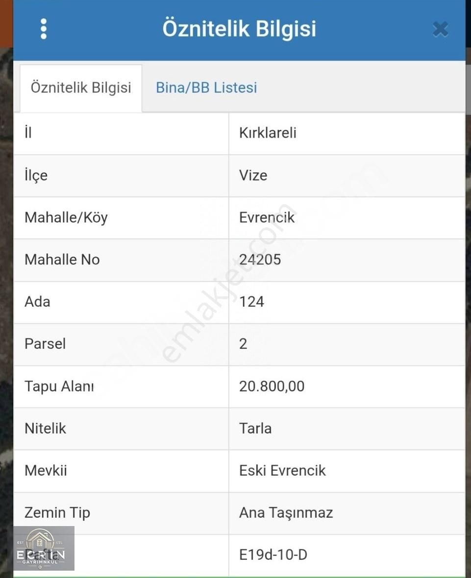 Vize Evrencik Köyünde 3 Tarafı Yol Olan Tarlamız Satılıktır.