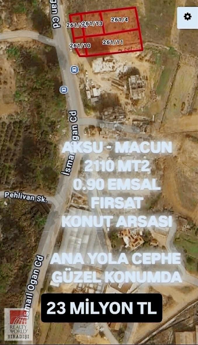 Aksu Macun'da 2110 M2 Yola Cephe Satılık Arsa