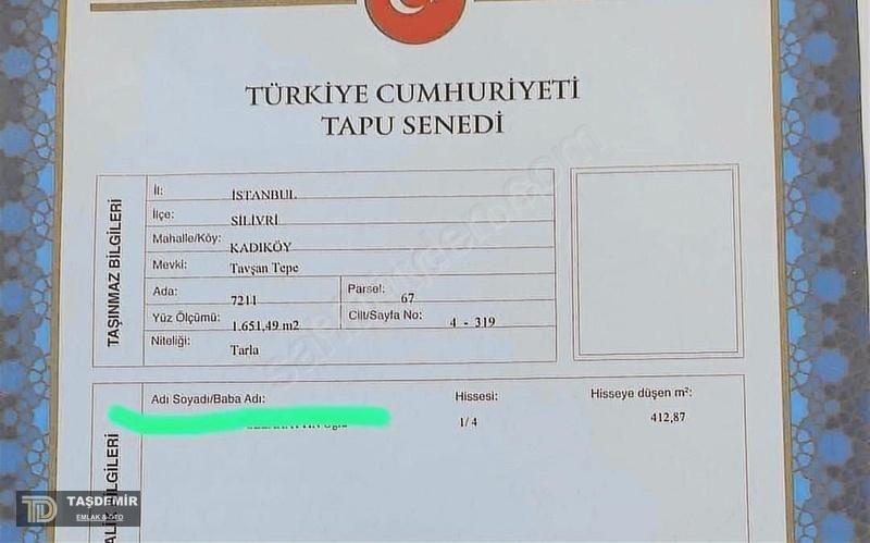 Silivri Kadıköyde Etrafı Çevrili Yeri Belli Kupon Arsa