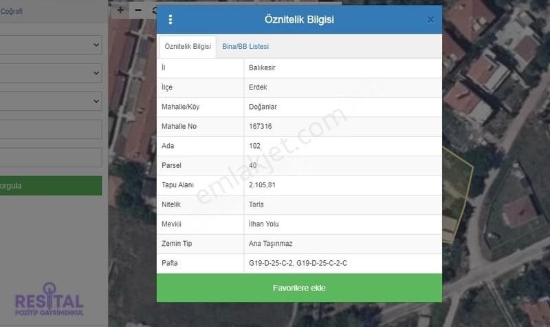 Balıkesir / Erdek Doğanlar Mah. Satılık Ev Ve Arsası