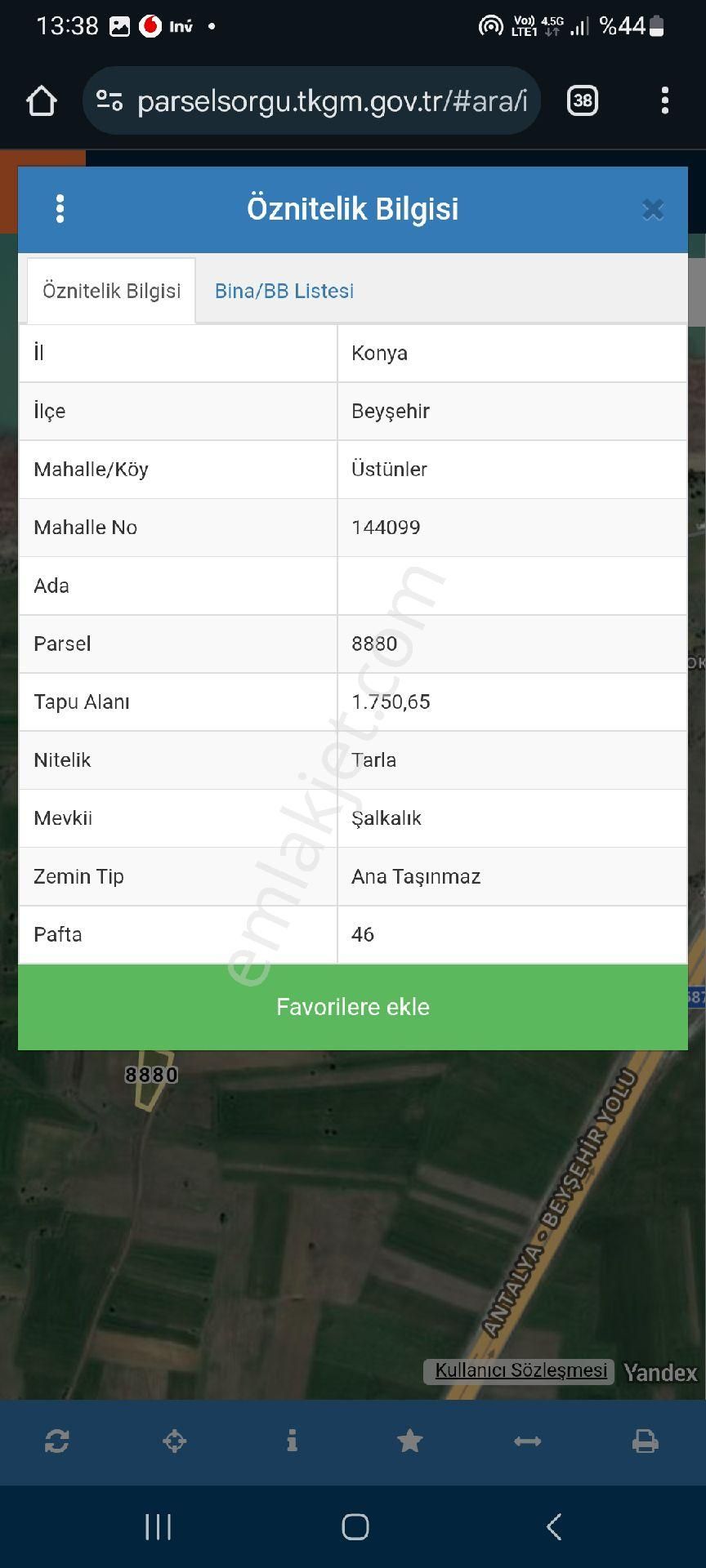 Beyşehir De Satilık Göle Yakın Tarla