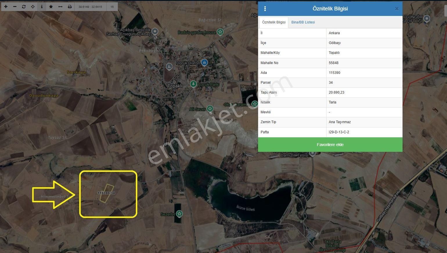 Gölbaşı Topaklı Da 400m2 Hobi Bahçesi Elk+su+tel Karadeniz Emlak
