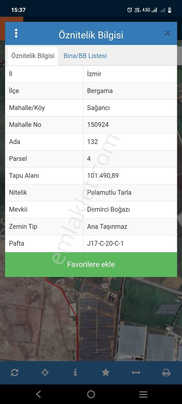 Bergama Sağancı Satılık Arazi