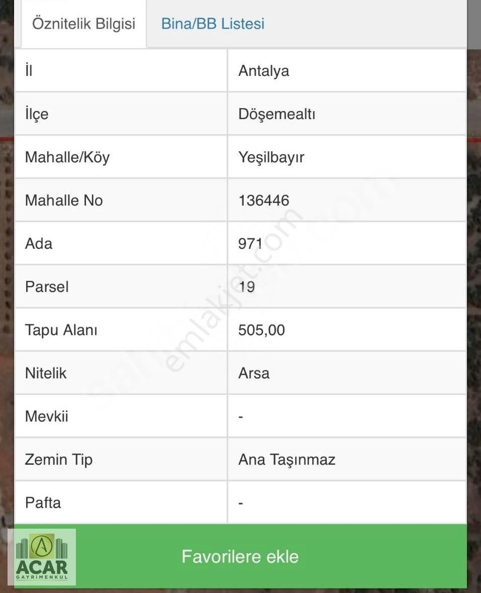 Antalya Döşemealtı Da Antalya Spor Tesis Yakını 1/2 Satılık Arsa