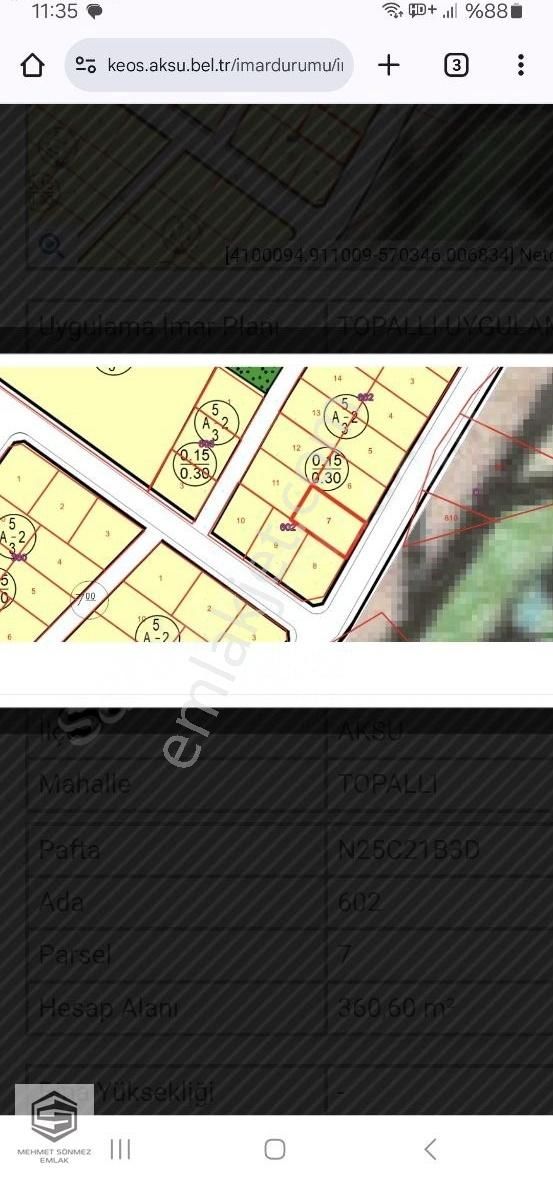 Kuzey Çevre Yolunun Güney Kısmında Villa Parseli