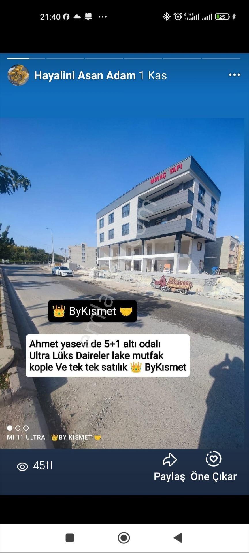 Ahmet Yasevi De Ödemede Kolaylık İnşaatta Tapular Hazır 3 Ve 4 Odalı