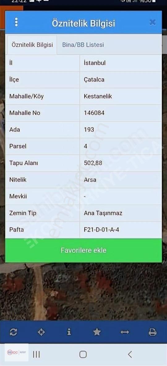 İstanbul Çatalca Kestanelikte Satılık 503 M² Arsa
