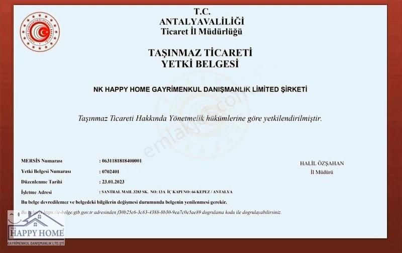Sur Yapı Antalya'da Satılık Güney Cephe 1+1 61m2 6.kat Daire