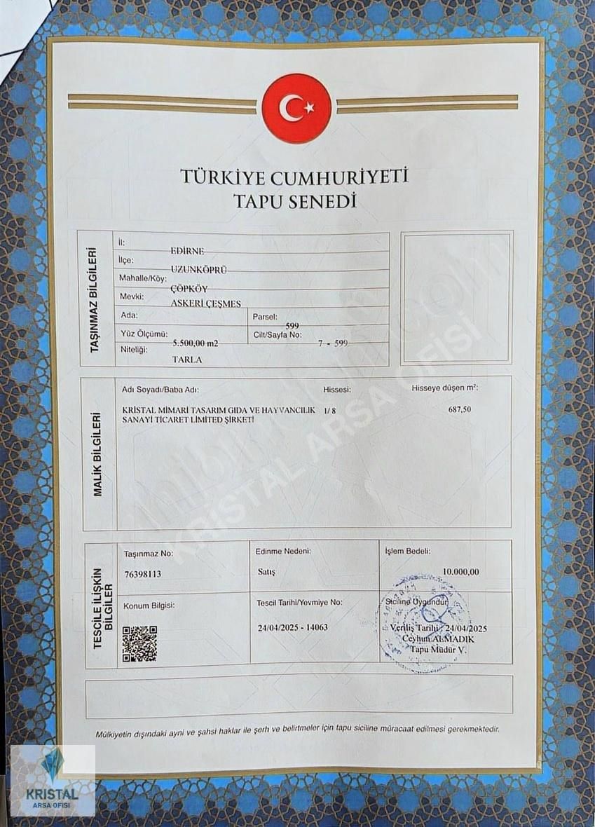 Edirne Uzunköprü Çöpköy De Prefabrik Ve Tiny House Uygun Arsa