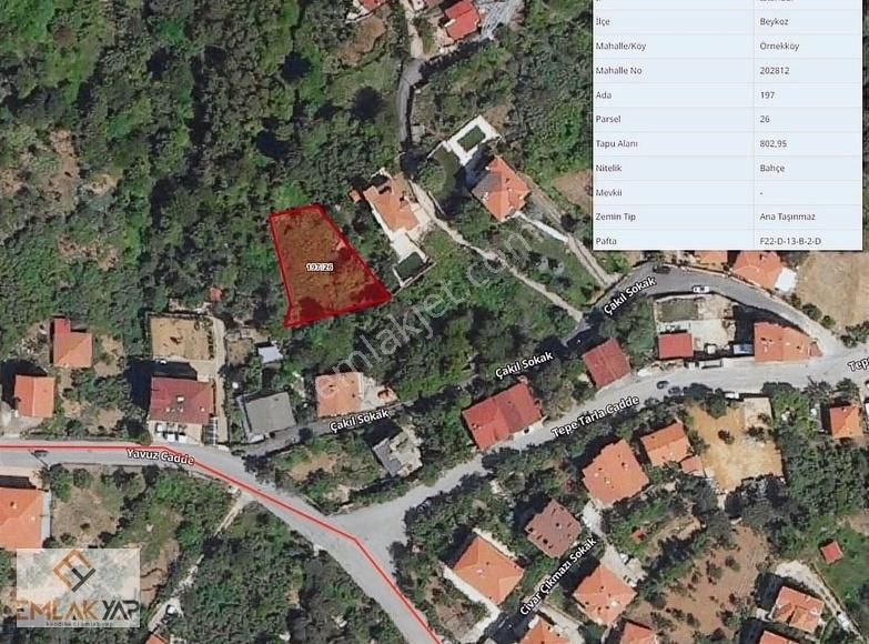 Emlakyap'tan Beykoz Örnekköy'de 803m2lik Arsa, Yatırım Fırsatı!
