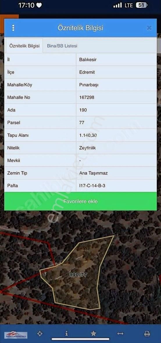 Balıkesir Edremit Pınarbaşı Satılık Zeytinlik