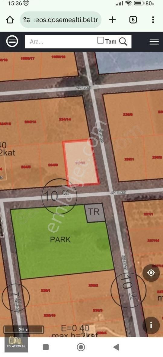 **döşemealtı Yeniköy 353m2 Köşe/yol/park/cepheli Satılık Arsa**