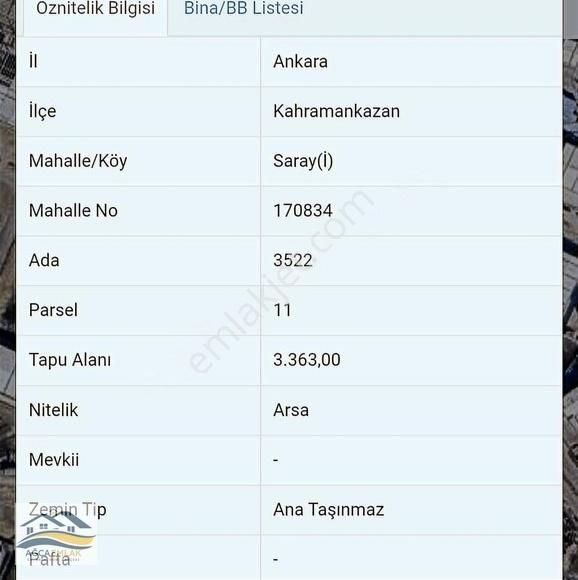 Kazan Saray Sanayi İmarda Tek Tapu