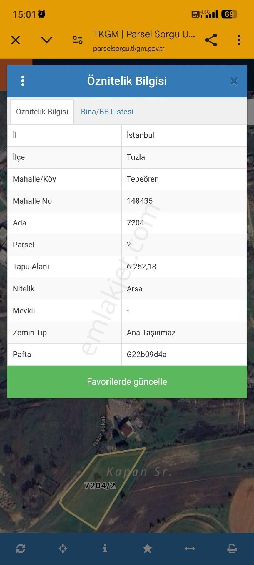 İstanbul Tuzla Tepeörende 25 Metre Arsa Hissesi