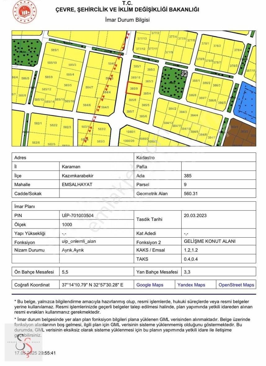 Sürşen Premium Group'dan Kazımkarabekirde Mükemmel Arsa !!!