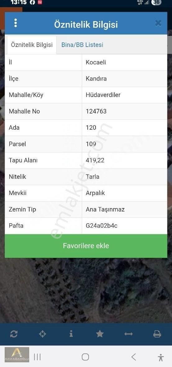 Kandıra Hüdaverdiler Köy İçi 419 M2 Satılık Tarla