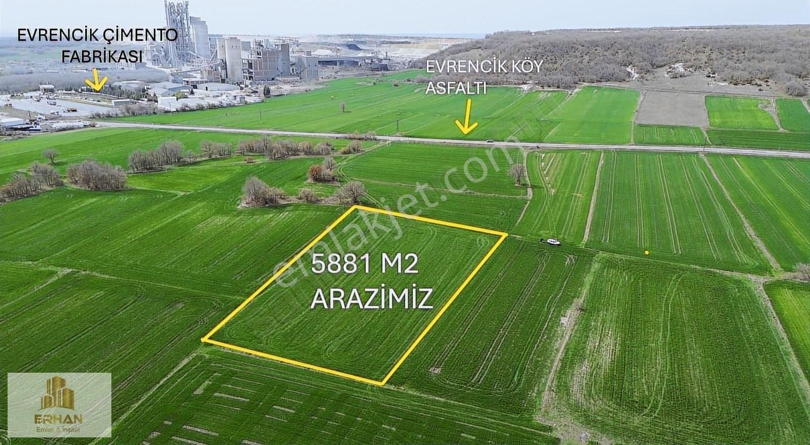 Kırklareli Vize Evrencik 5.881m² Tek Tapu Müstakil Tarla