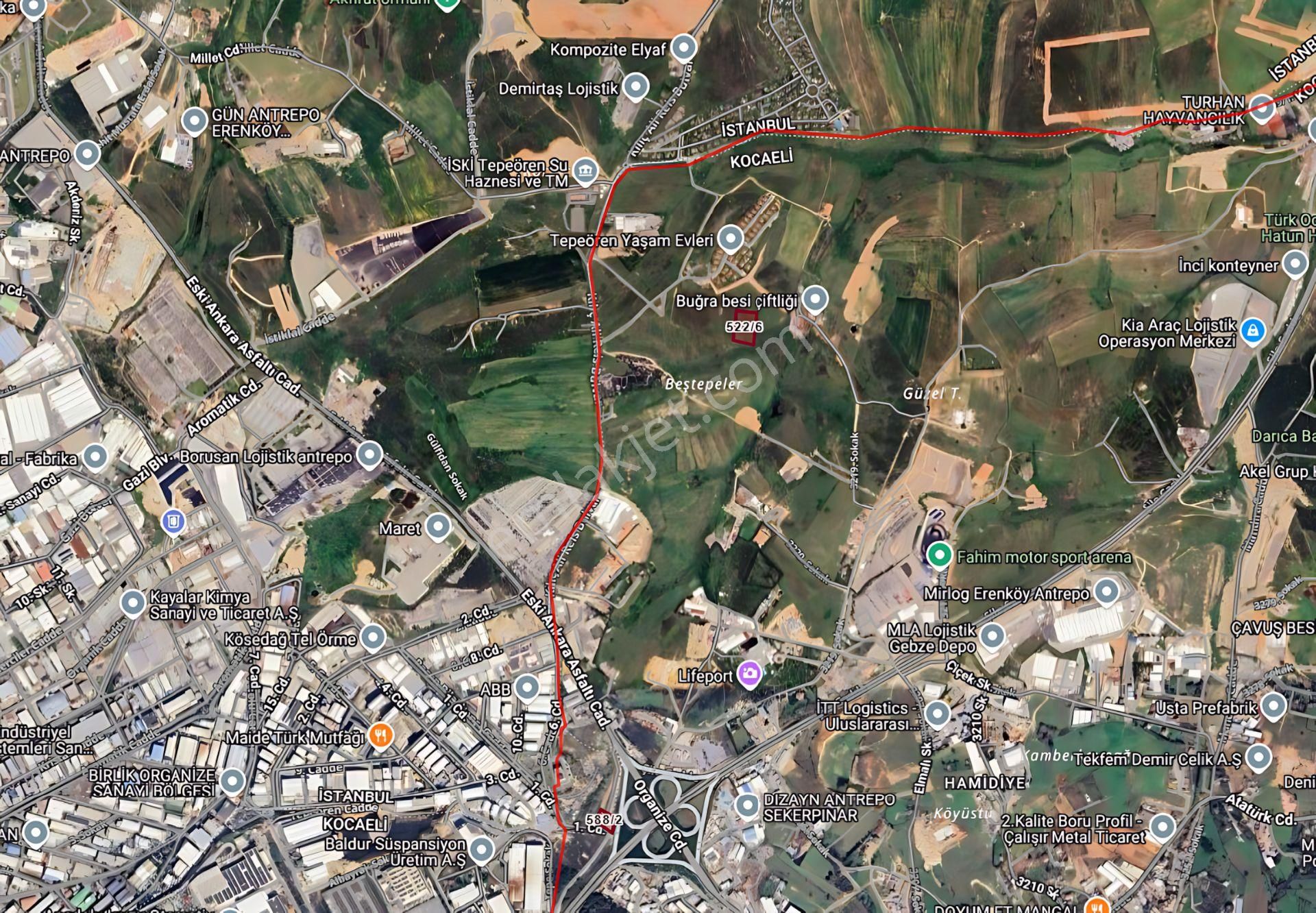 Kocaeli Gebze Balçık Satılık 2458 M2 Ticari İmarlı Arsa