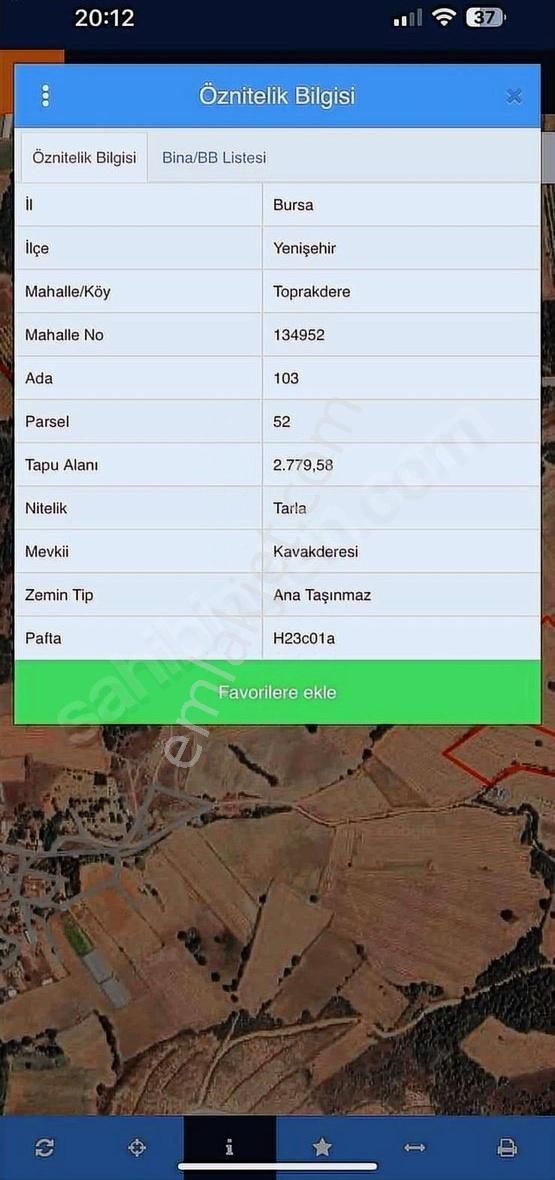 Yenişehir Toprakderede Köy İçi Satılık Tarla