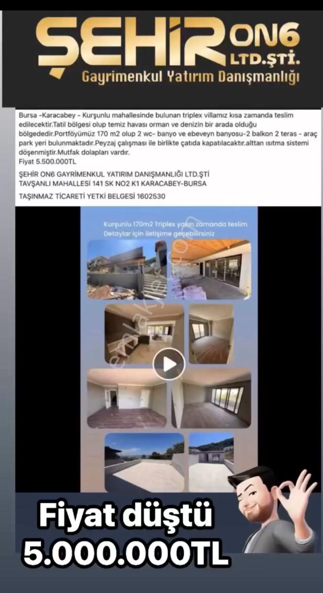 Bursa-karacabey-kurşunlu 3+1 Triplex Villa