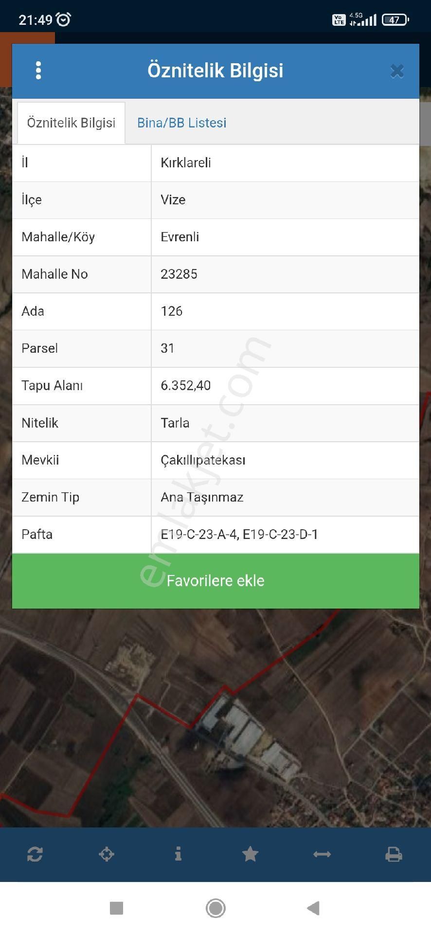 Kırklareli Vize Evrenli'de Satılık 297m2 Tarla