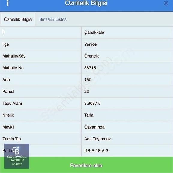 Çanakkale Yenicede Satılık Tarla