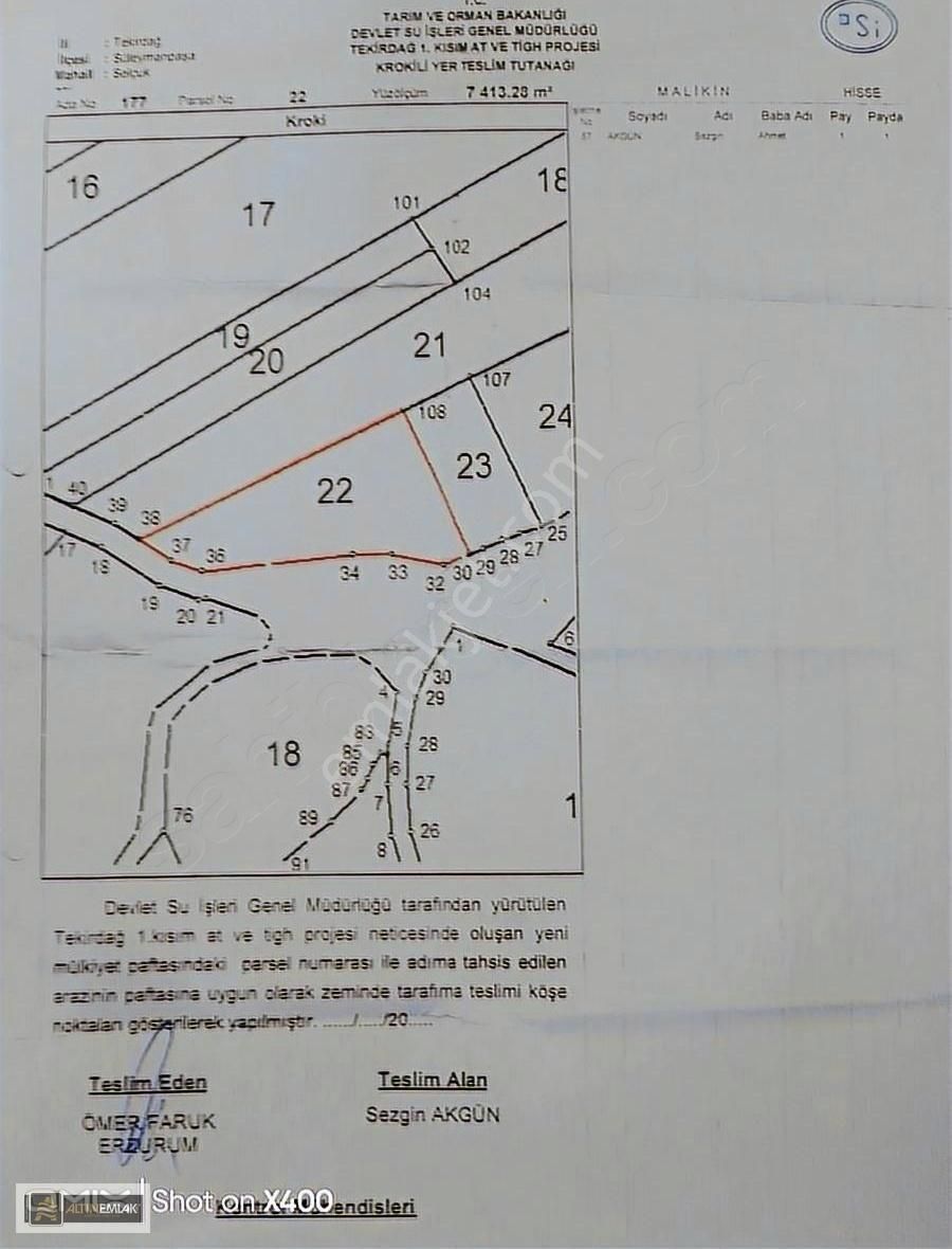 Tekirdağ Selçuk Köyünde 7413 M2 Çiftlik Yeri ( İhtiyaçtan)