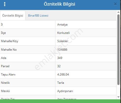 Korkuteli Süleklerde Satılık Tarla 4268 M2