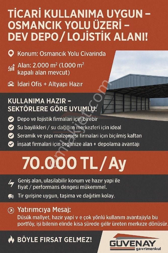 Güvenay - Çorum Osmancık Yolu Üzeri Kiralık Depo - Görsel 2
