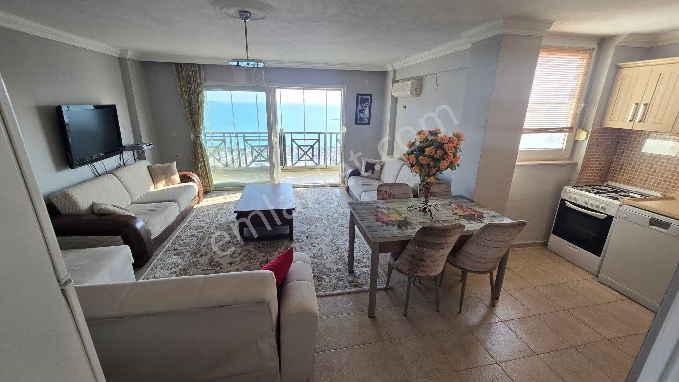 Didim Akbük'te Full Deniz Manzaralı, Eşyalı, Havuz Cepheli Dubleks Daire - Görsel 3