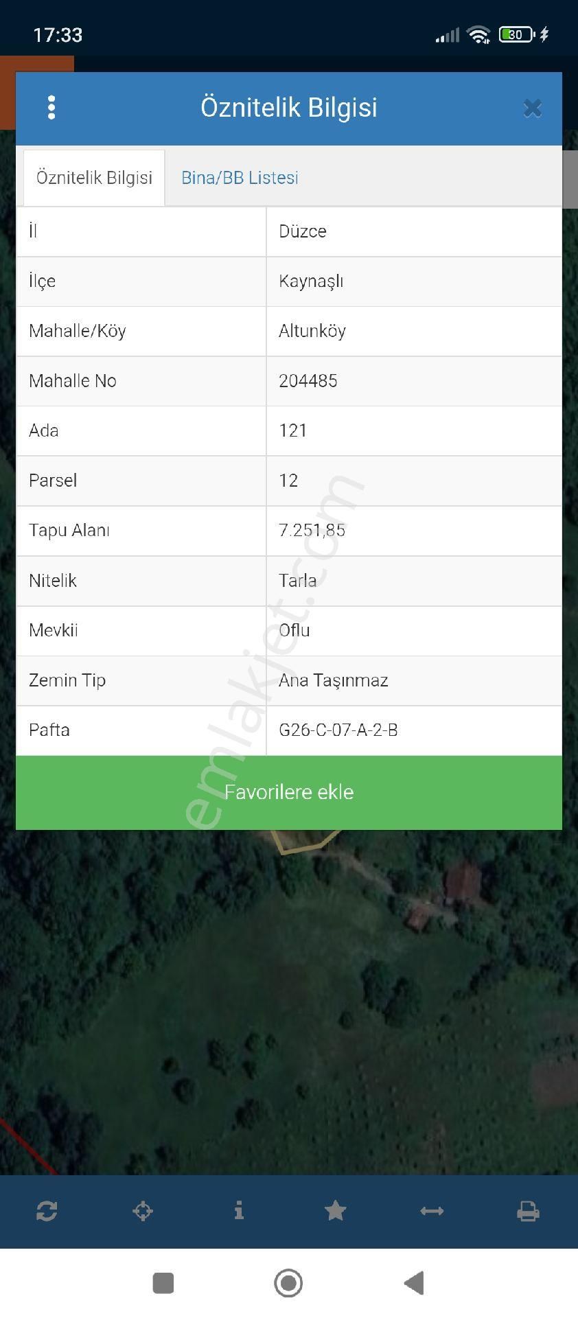 Düzce Kaynaşlı Altunköy Satılık Tarla