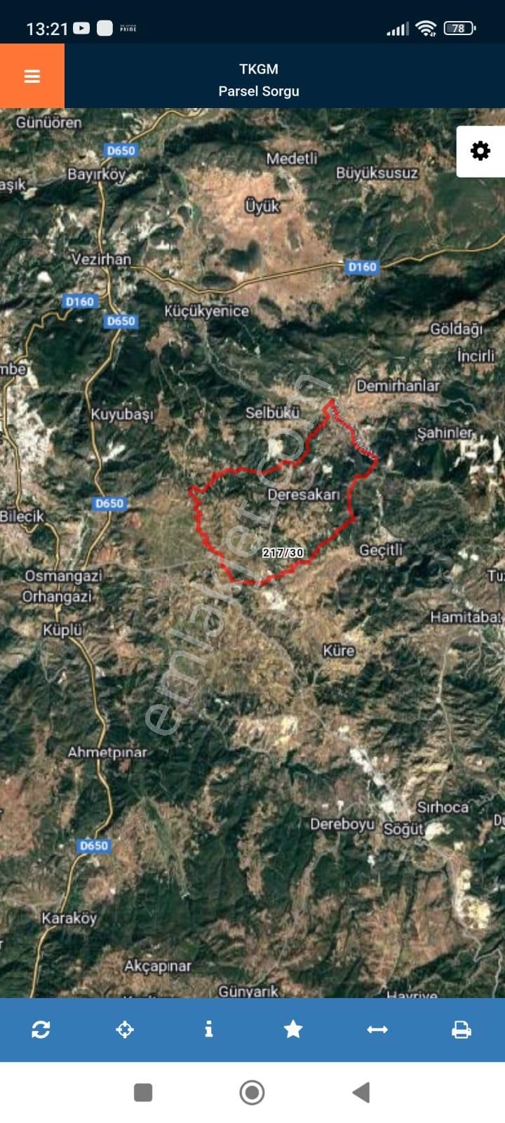 Bilecik Merkez Deresakari Köyün De Satılık Arazi