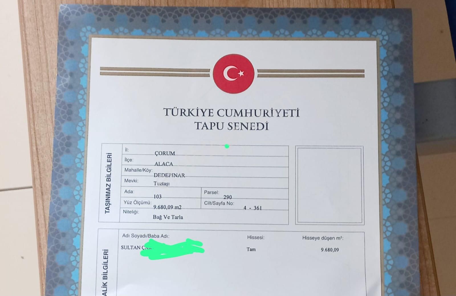 9680 Metre Yolu Olantek Tapu Yatirimlik Tarla