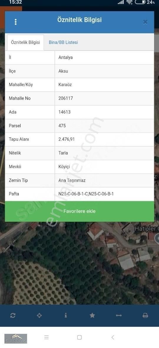 Karaöz'de Satılık 1238 Metrekare Satılık Köy İçi Tarla