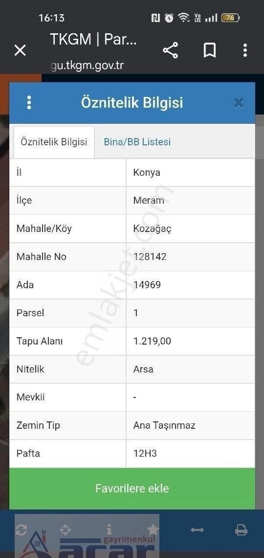 Kozağaç'ta Satılık İmarlı 1219 Metrekare Arsa Müstakil Tapulu